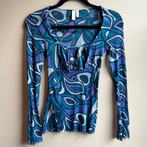 NWOT Sweet Pea 60s style patterned blouse - Picture 1 of 2